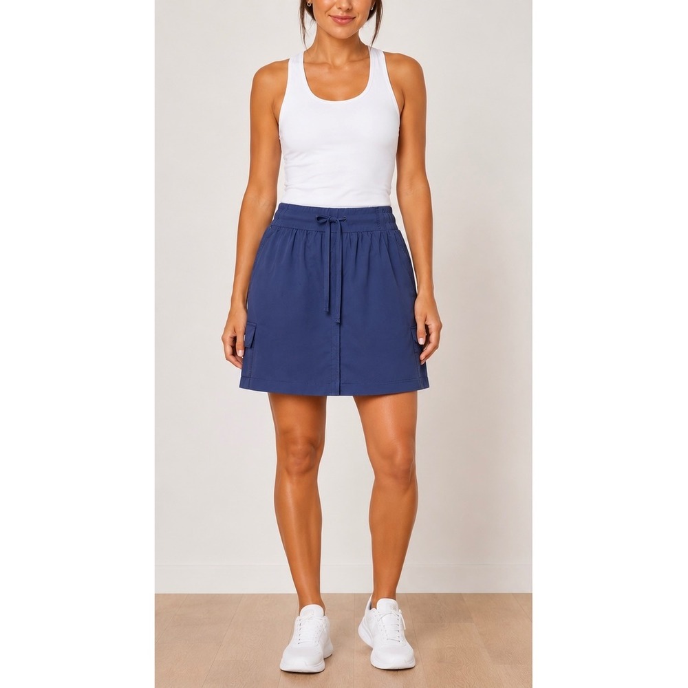 Coral Bay Navy Blue Cargo Active Skort Womens Large Drawstring Golf Tennis Skirt